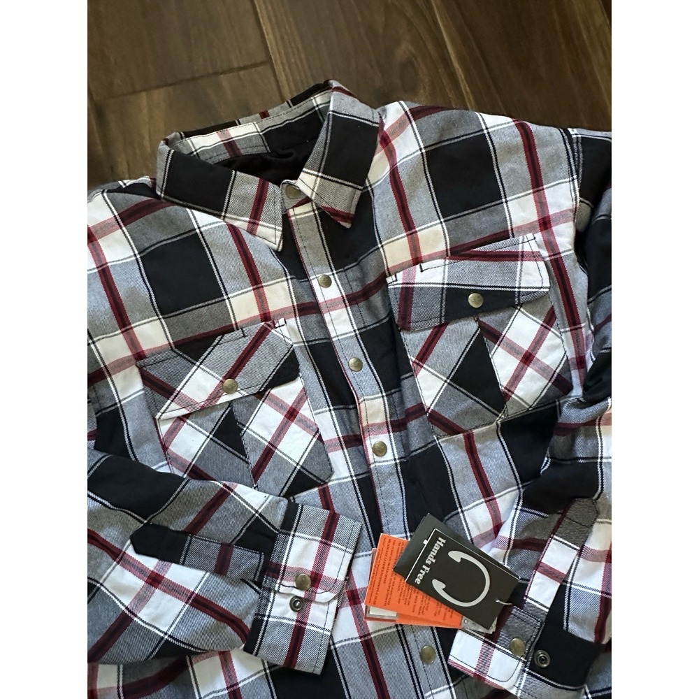 Milwaukee Leather Mens 3XL Armored Plaid Flannel Motorcycle Riding Shirt Black